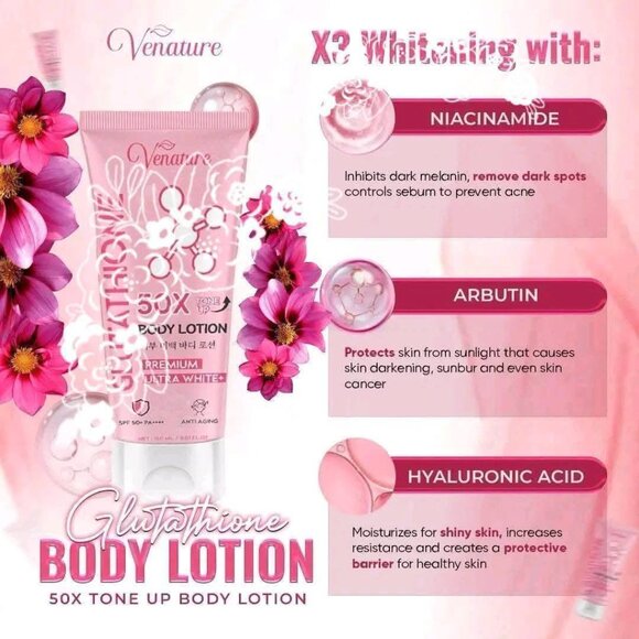 Venature 50X Glutathione Body Lotion Antioxidant Rich Hydrating Moisture - Picture 10 of 12